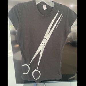 Behind The Chair Hairdresser Scissor Graphic Tee Black Size S